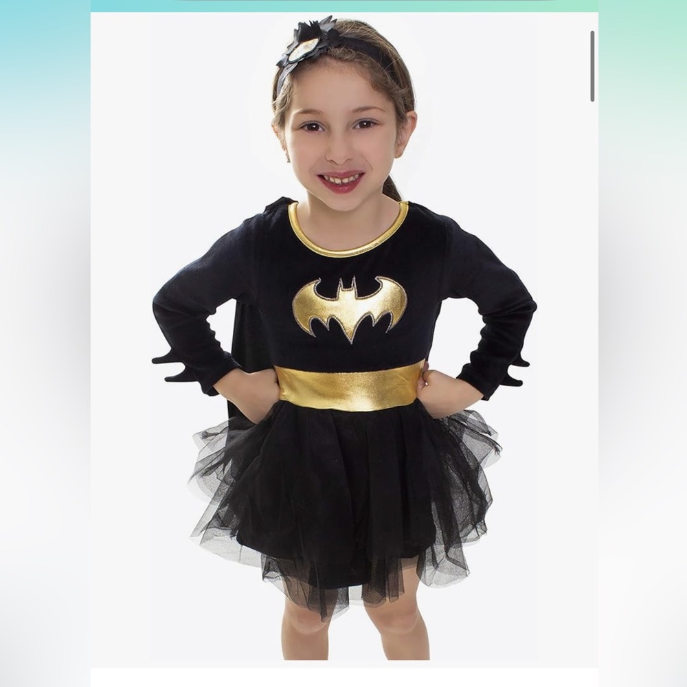 Toddler baby girl Batman batgirl Halloween costume dress removable cape tutu
